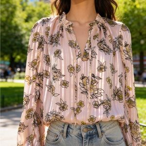 Ann Taylor Pink Floral Blouse